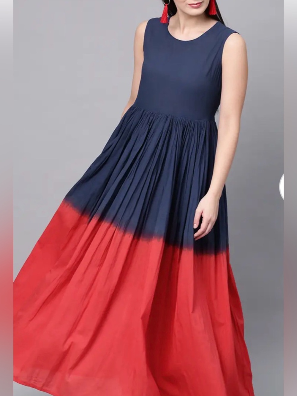 AKS Clothing Sleeveless Navy and Red Ombre Maxi Dress Sz Small